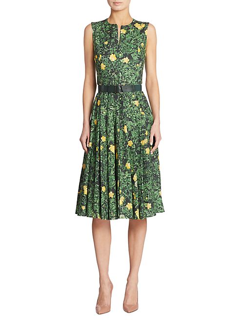 Akris - Pleated Buttercup-Print Cotton Dress