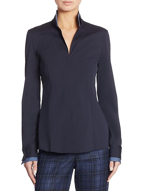 Akris - Two-Tone Cotton Poplin Blouse