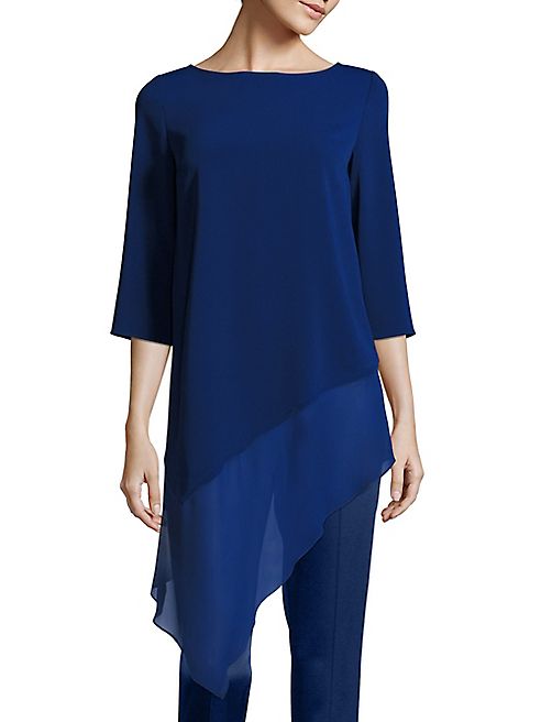 St. John - Asymmetrical Hem Silk Top