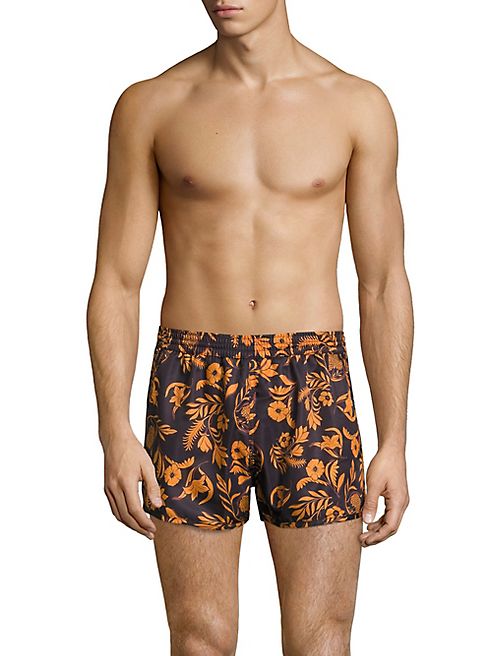 AMI - Palm-Print Short Swim Trunks