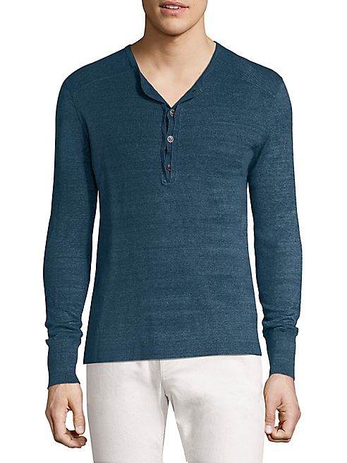 John Varvatos - Reverse Print Marine Henley