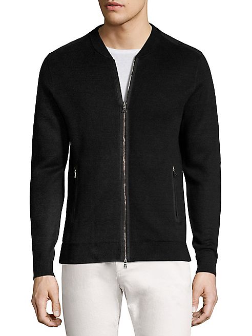 John Varvatos - Zip-Front Bomber Sweater