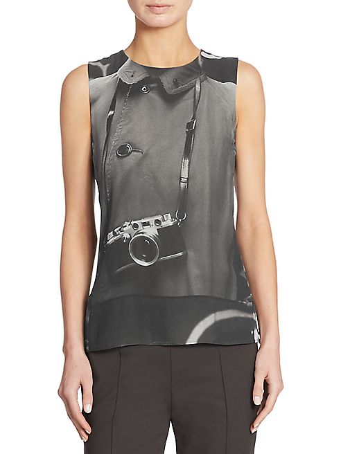 Akris - Camera-Print Silk Blouse