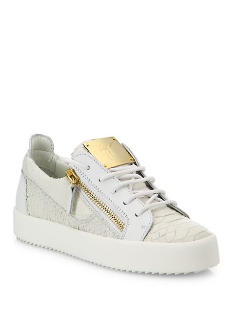 Giuseppe Zanotti - Snake-Embossed Leather Side-Zip Sneakers