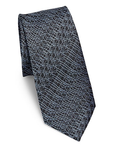 Z Zegna - Digital Line Embroidered Silk Tie