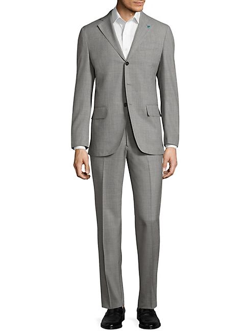 Eidos - Sharkskin Regular-Fit Wool Suit