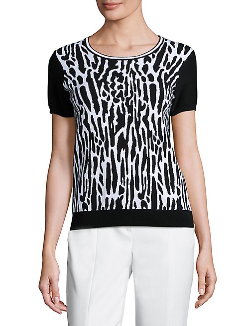 St. John - St. John SportSport Collection Short-Sleeve Leopard Pullover