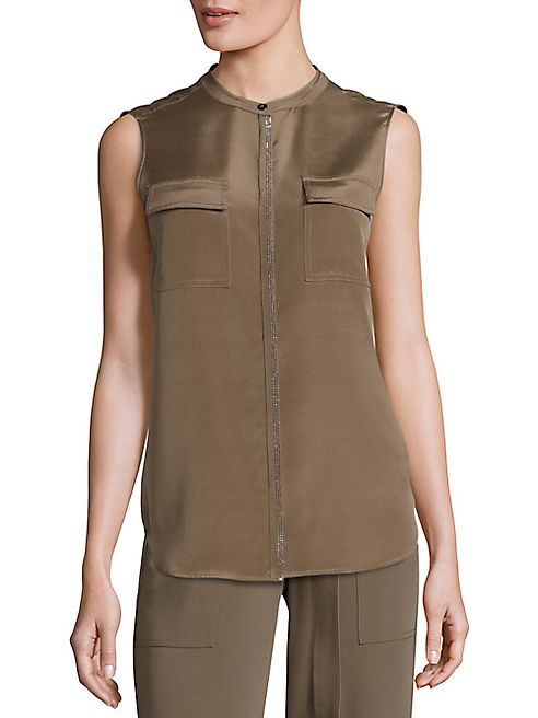 St. John - Sport Collection Sleeveless Silk Blouse