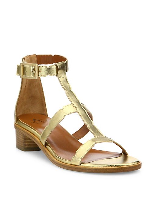 Aquatalia - Risa Metallic Leather Block Heel Gladiator Sandals