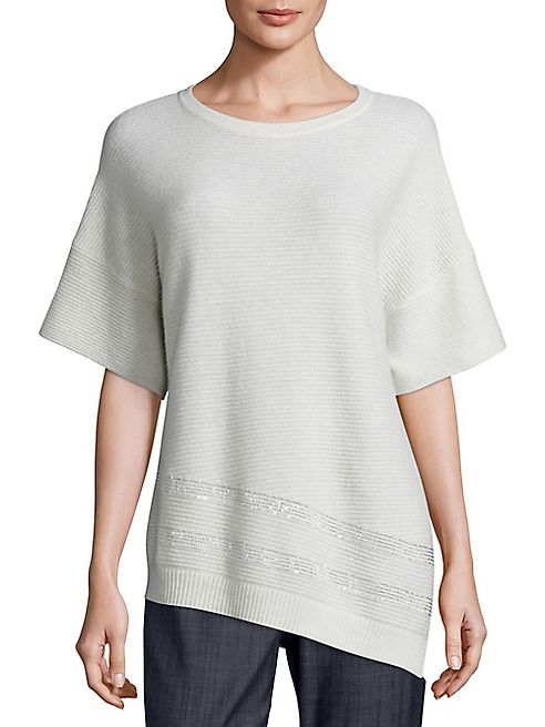 St. John - Sport Collection Embellished Cashmere Top