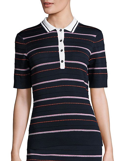 St. John - Sport Collection Striped Dot Polo Shirt