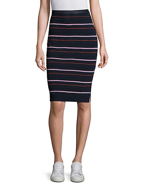 St. John - Sport Collection Striped Dot Pencil Skirt