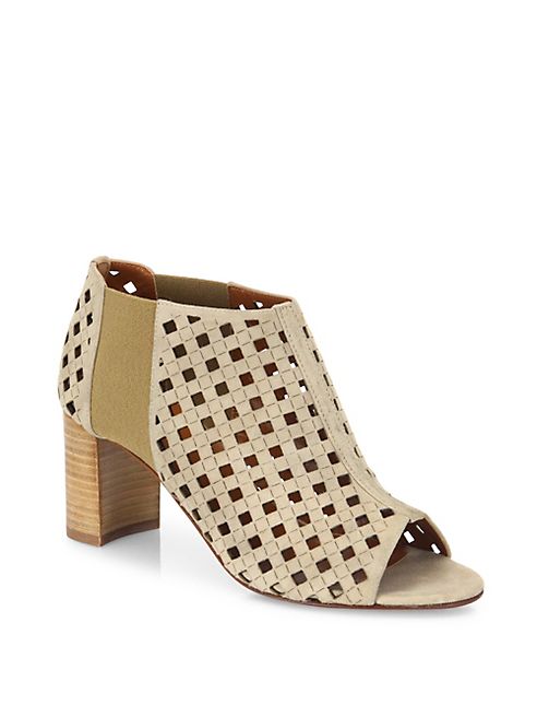 Aquatalia - Shari Perforated Suede Open-Toe Booties