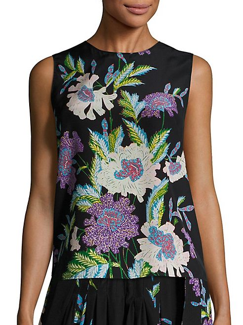 Diane von Furstenberg - Sleeveless Floral Silk Top