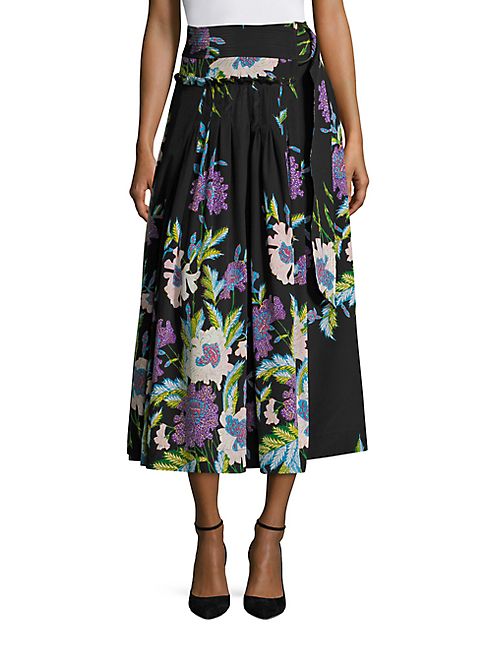 Diane von Furstenberg - D-Ring Floral Silk Midi Skirt