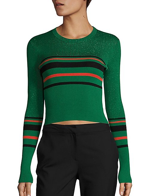 Diane von Furstenberg - Metallic Striped Rib-Knit Pullover