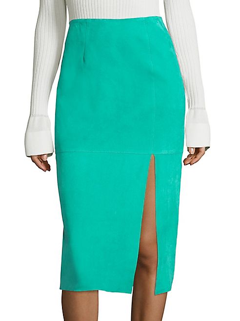 Diane von Furstenberg - Side Slit Lamb Suede Pencil Skirt