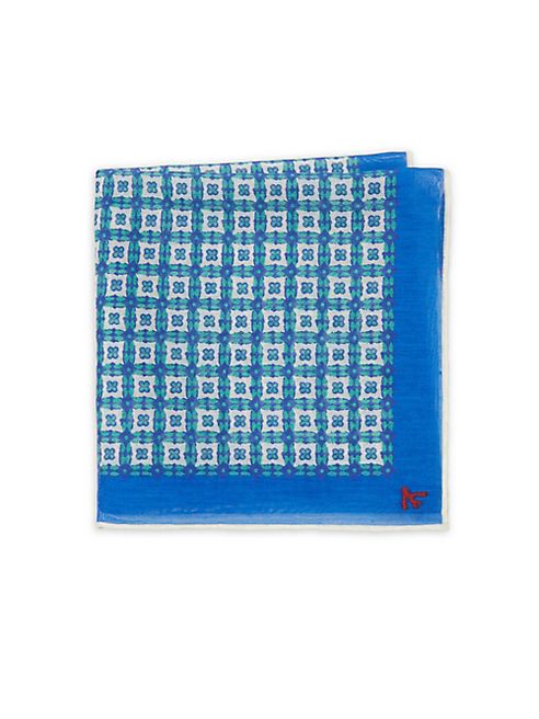 ISAIA - Medallion Printed Silk Pocket Square