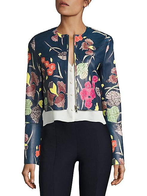 Diane von Furstenberg - Zip Up Cropped Leather Jacket