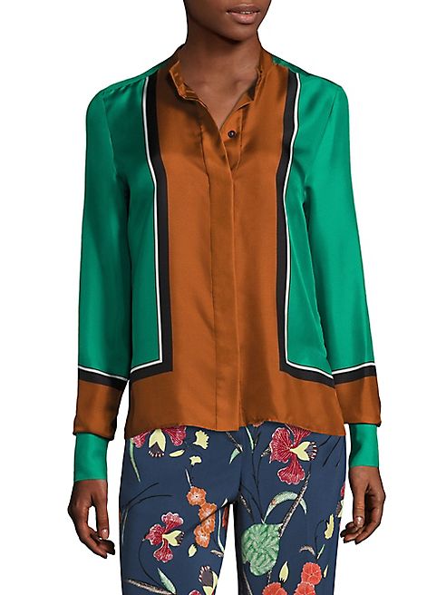 Diane von Furstenberg - Colorblock Silk Shirt