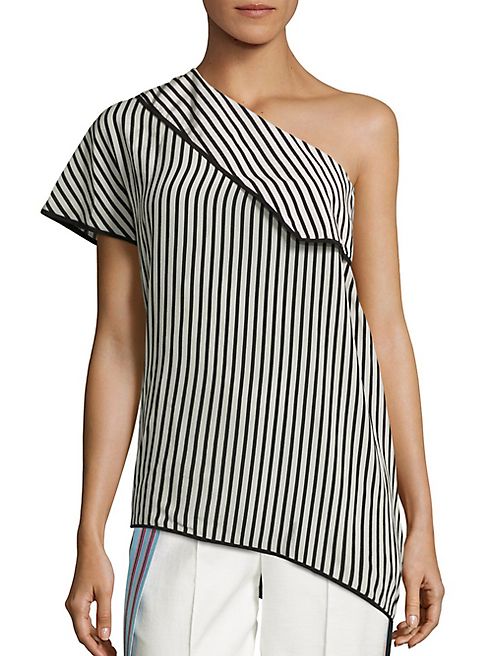 Diane von Furstenberg - One Shoulder Side Slit Silk Blouse