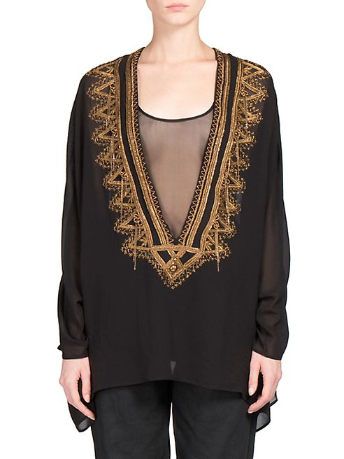 Saint Laurent - Embroidered Deep V Caftan