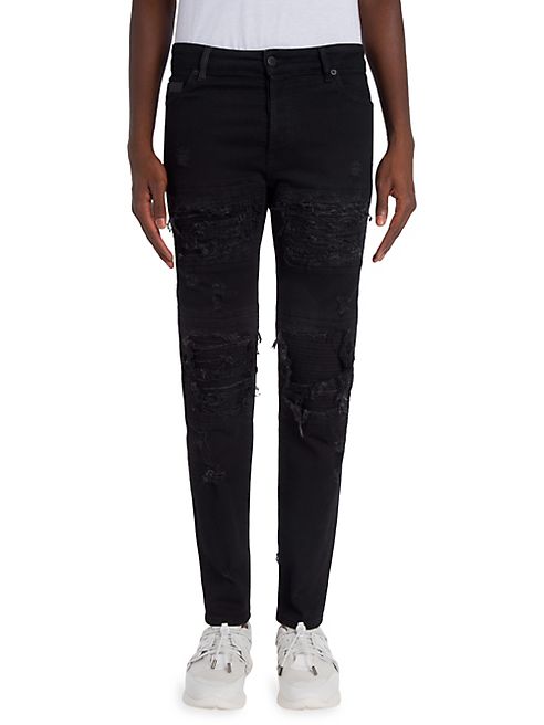 Marcelo Burlon - Biker Distressed Slim-Fit Jeans