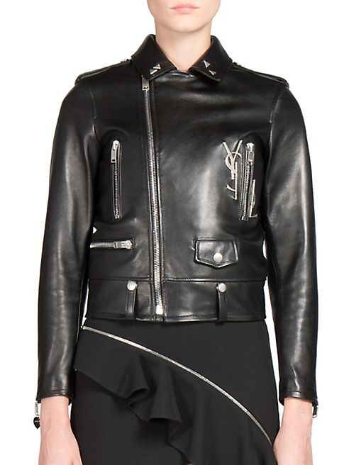 Saint Laurent - Embellished Leather Moto Jacket