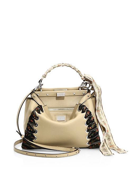 Fendi - Peekaboo Mini Ribbon-Whipstitch Leather Satchel