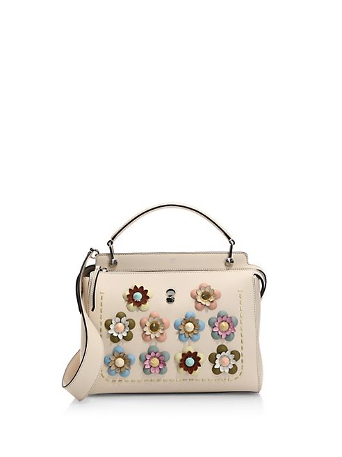 Fendi - Dotcom Floral-Studded Leather Satchel