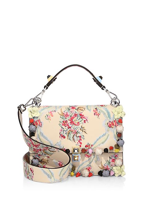 Fendi - Kan I Floral-Embroidered Leather Shoulder Bag