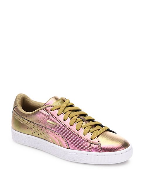 PUMA - Basket Holographic Leather Sneakers