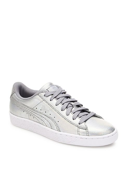 PUMA - Basket Holographic Leather Sneakers