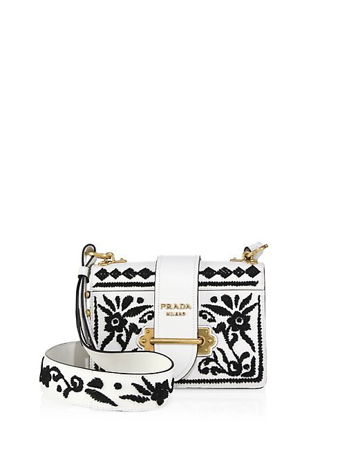 Prada - Madras Embroidered Cahier Shoulder Bag