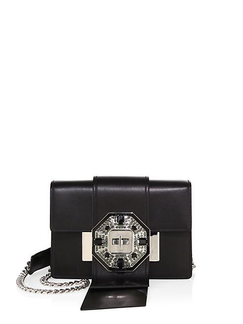 Prada - City Crystal-Buckle Leather Crossbody Bag