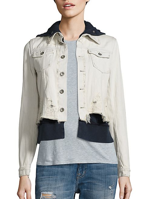 Free People - Layered Distressed Denim Jacket