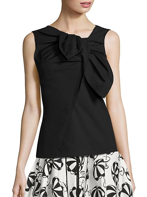 Carolina Herrera - Asymmetrical Bow Cotton Blouse