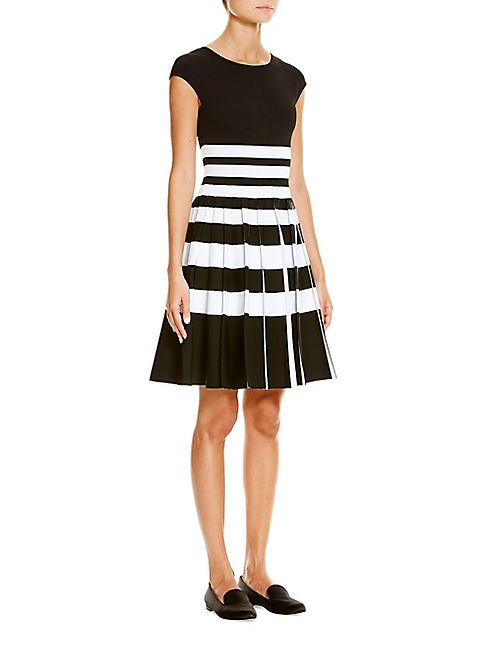 Carolina Herrera - Striped Pleated Knit Dress