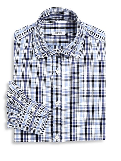 Eidos - Plaid Regular-Fit Dress Shirt