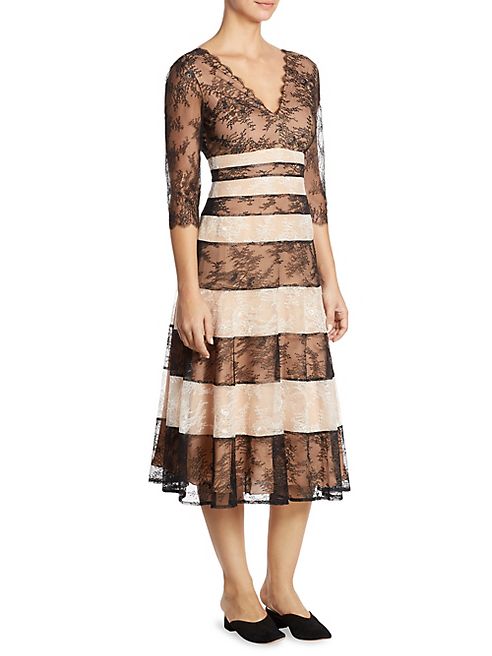 Carolina Herrera - Lace Striped Dress