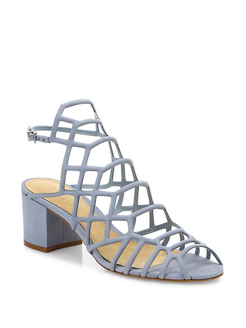 Schutz - Bollie Suede Caged Block Heel Sandals