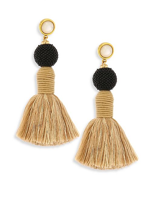 Lizzie Fortunato - Modern Craft II Mother-Of-Pearl & Linen Tassel Earrings