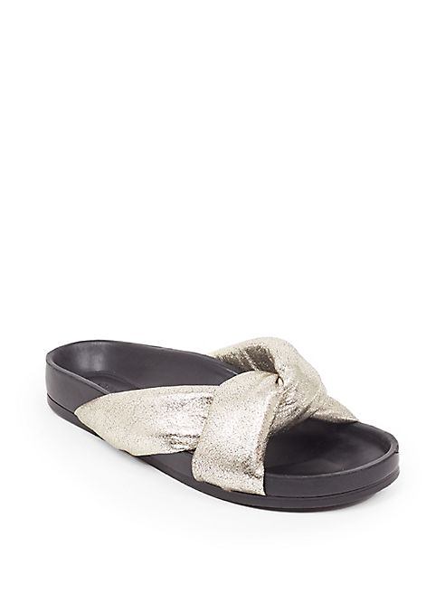 Chloé - Twisted Metallic Leather Slides