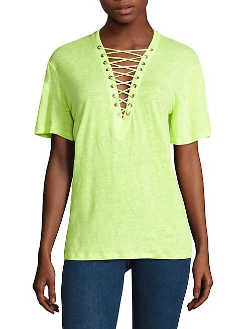 IRO - Imis Lace-Up Linen Tee