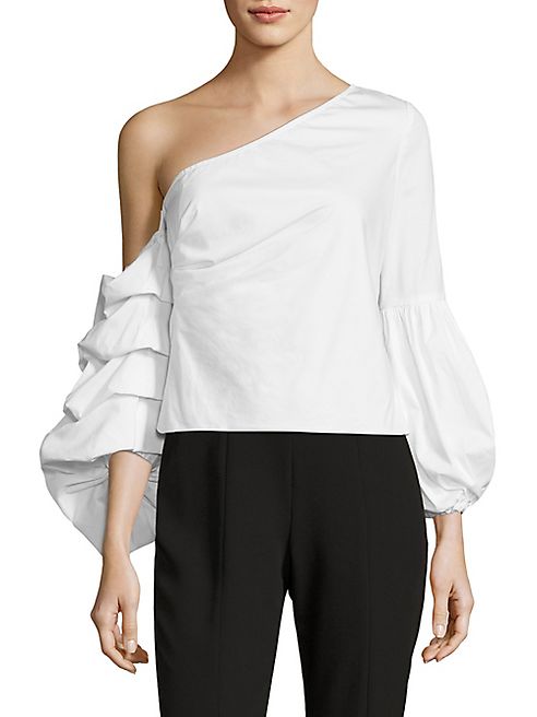 Scripted - Convertible One-Shoulder Poplin Top