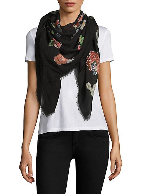 Saint Laurent - Floral Wool Scarf