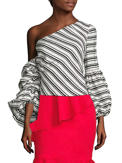 Scripted - Convertible Striped One-Shoulder Top