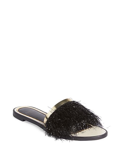 Lanvin - Frayed Metallic Slides