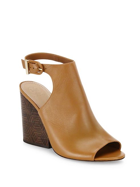 Tory Burch - Grove Open-Toe Leather Wedge Booties