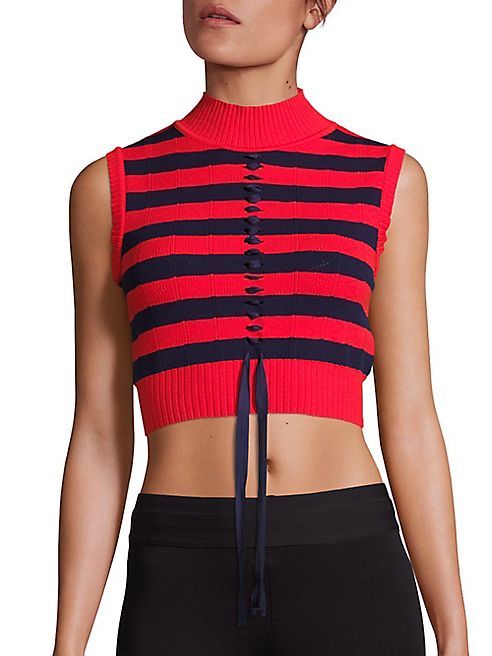 Fendi - Striped Tie-Front Crop Top